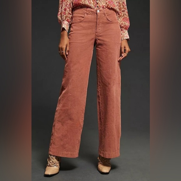 Anthropologie Pants - Pilcro Anthropologie The Gwen Corduroy Wide Leg Pants Women’s 30 Terracotta